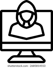 Design de vetor de ícone de linha de hacker