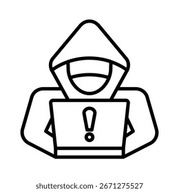 Ilustração de vetor de ícone de linha de hacker