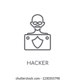 Hacker linear icon. Modern outline Hacker logo concept on white background from Internet Security and Networking collection. Suitable for use on web apps, mobile apps and print media.
