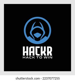 diseño de logotipo de hacker en color azul