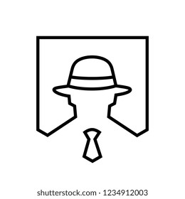 Hacker Logo Icon, Lineart Style Illustration