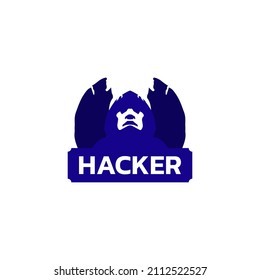 hacker logo. mysterious person silhouette design hacker protection technology. game player icon