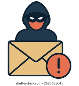 Hacker Mail Spam Virus Malware Angriff flache Farbe Vektorgrafik Vorlage Design