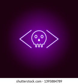 Hacker, Malicious Icon In Neon Style. Can Be Used For Web, Logo, Mobile App, UI, UX 