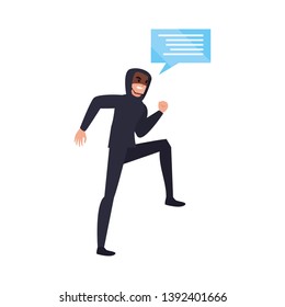 hacker man character speech bubble