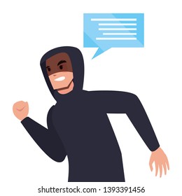 hacker man character speech bubble