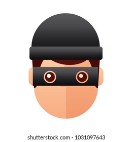 hacker man face with mask and cap cartoon