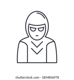 Hacker man icon, linear isolated illustration, thin line vector, web design sign, outline concept symbol with editable stroke on white background.