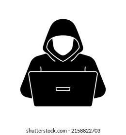 Hacker man icon symbol black and white vector illustration. Isolated on white background