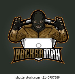 hacker mascot illustration for sports and esports logo