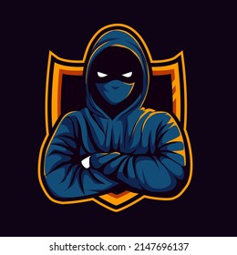 hacker mascot illustration for sports and esports logo