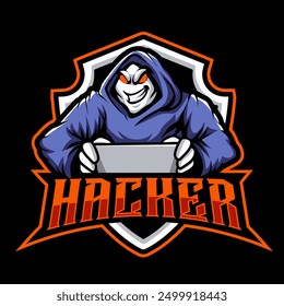 hacker mascot illustration for sports and esports logo