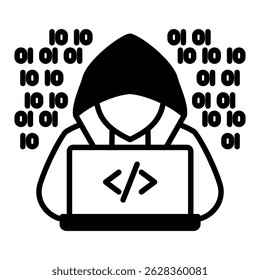 Ícone de glifo misto de Hacker. Design de ícone de vetor simples em estilo de glifo. Formato de vetor editável