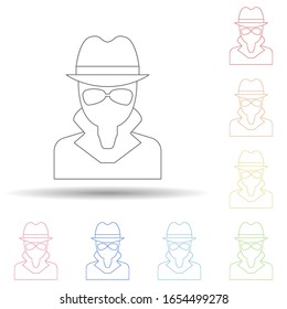Hacker in multi color style icon. Simple thin line, outline vector of virus antivirus icons for ui and ux, website or mobile application