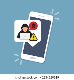 Notificación de hackers en la ilustración vectorial del teléfono móvil.