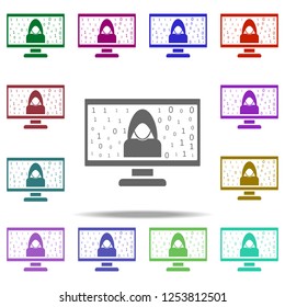 hacker on the computer icon. Elements of Hacker in multi color style icons. Simple icon for websites, web design, mobile app, info graphics
