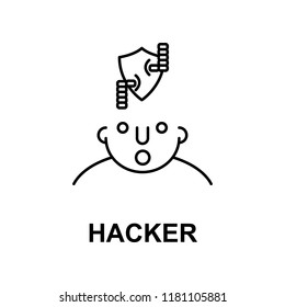 hacker on mind icon. Element of human mind icon for mobile concept and web apps. Thin line hacker on mind icon can be used for web and mobile