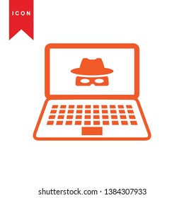 Hacker orange icon with bug virus crack worm spam isolated vector illustration - Vector
