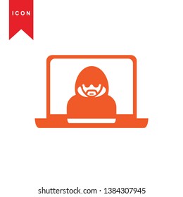 Hacker orange icon with bug virus crack worm spam isolated vector illustration - Vector