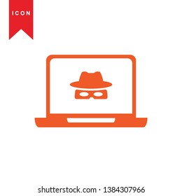 Hacker orange icon with bug virus crack worm spam isolated vector illustration - Vector
