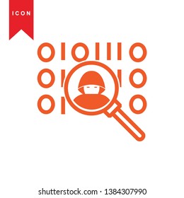 Hacker orange icon with bug virus crack worm spam isolated vector illustration - Vector
