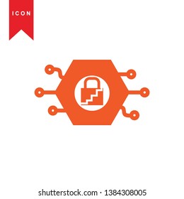 Hacker orange icon with bug virus crack worm spam isolated vector illustration - Vector