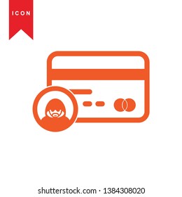 Hacker orange icon with bug virus crack worm spam isolated vector illustration - Vector