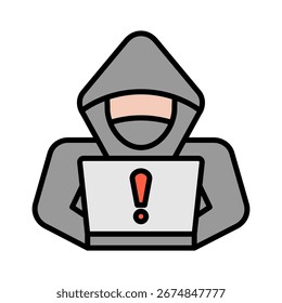 Ilustração de vetor de ícone de cor de contorno de hacker