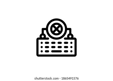 Hacker Outline Icon - Keyboard Blocked
