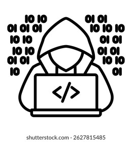 Hacker outline icon. Simple vector icon design in outline style. Editable vector format