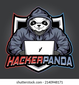 hacker panda mascot logo concept