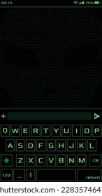 Hacker phone screen with keyboard and copy space. Vector GUI illustration.