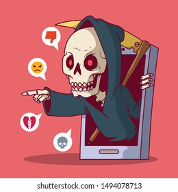 Hacker Reaper concept illustration. Hacker, technology, communication, security design concept