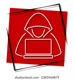 hacker red banner in frame. Vector illustration.