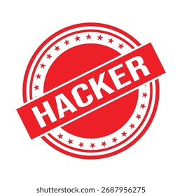 Vetor de carimbo vermelho hacker com textura isolada.