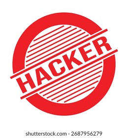 Hacker Vector de sello de goma roja con textura aislada.