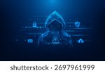 hacker scammer computer technology. cyber security protection network background. malware from internet online.