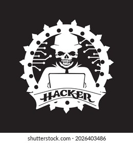 DISEÑO DE VECTORES GRÁFICOS DE HACKER SCULL ICON CYBER CRIME