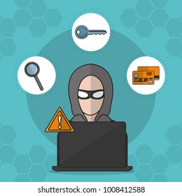 Hacker of security system technology and protection theme Vector illustration