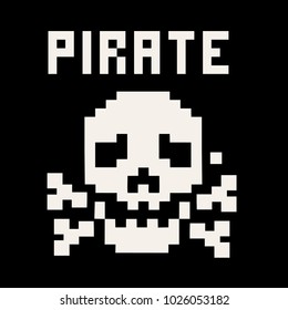 hacker sign with pixel skull,  design t shirts