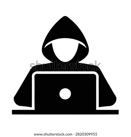 Hacker silhouette using laptop with hoodie for anonymity