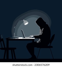 hacker sentado trabajando en laptop, ciberseguridad