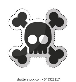 Hacker skull alert isolated icon vector illustration design