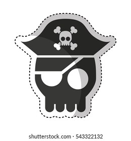 Hacker skull alert isolated icon vector illustration design
