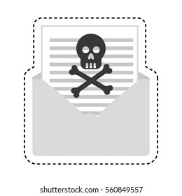 Hacker skull alert isolated icon vector illustration design