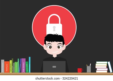 hacker smile and work to hacking