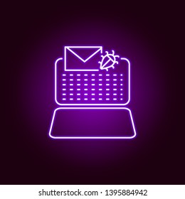 Hacker, Spam  icon in neon style. Can be used for web, logo, mobile app, UI, UX 