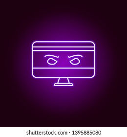 Hacker, spyware icon in neon style. Can be used for web, logo, mobile app, UI UX