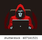 hacker stalker using a computer in the darkness