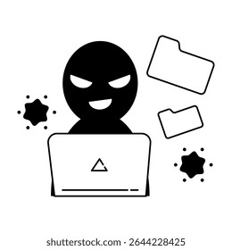 Hacker robando carpetas de datos en línea
